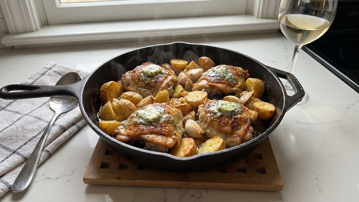 The One-Pan Dinner With Chicken, Potatoes, and Garlic Butter Everyone Loves